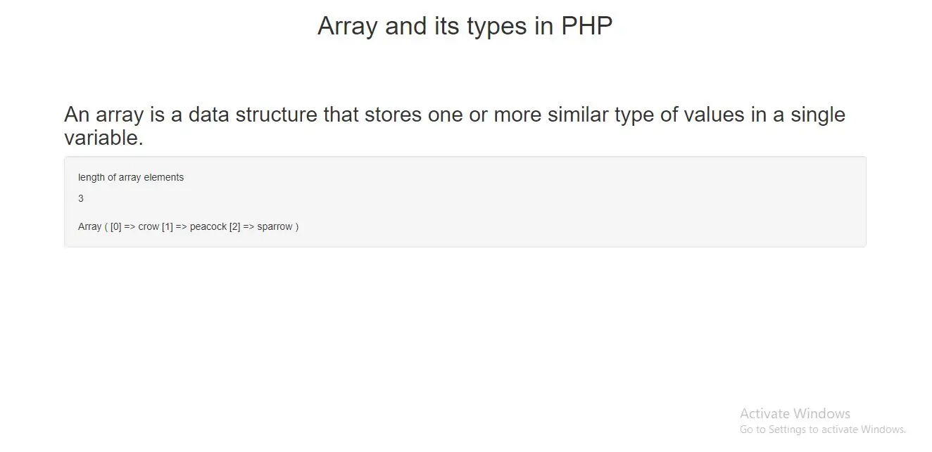 Differents Types Of Arrays With Examples Using PHP